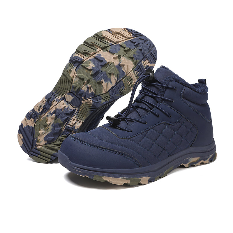 Men’s Fur Lined Winter Work Boots, Non-Slip Insulated Hiking Ankle Boots