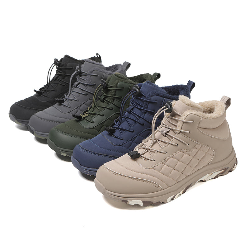 Men’s Fur Lined Winter Work Boots, Non-Slip Insulated Hiking Ankle Boots