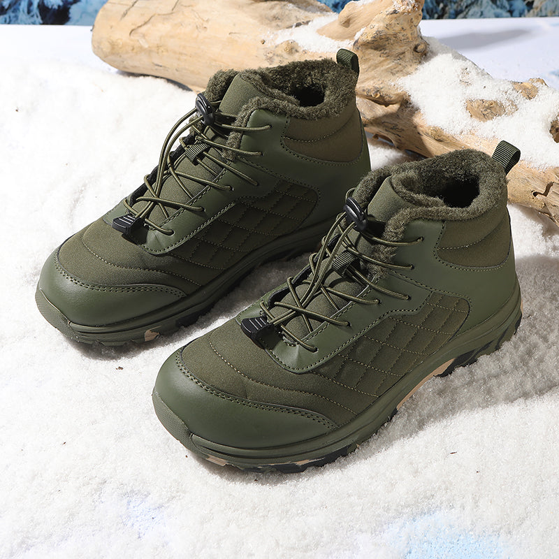 Men’s Fur Lined Winter Work Boots, Non-Slip Insulated Hiking Ankle Boots