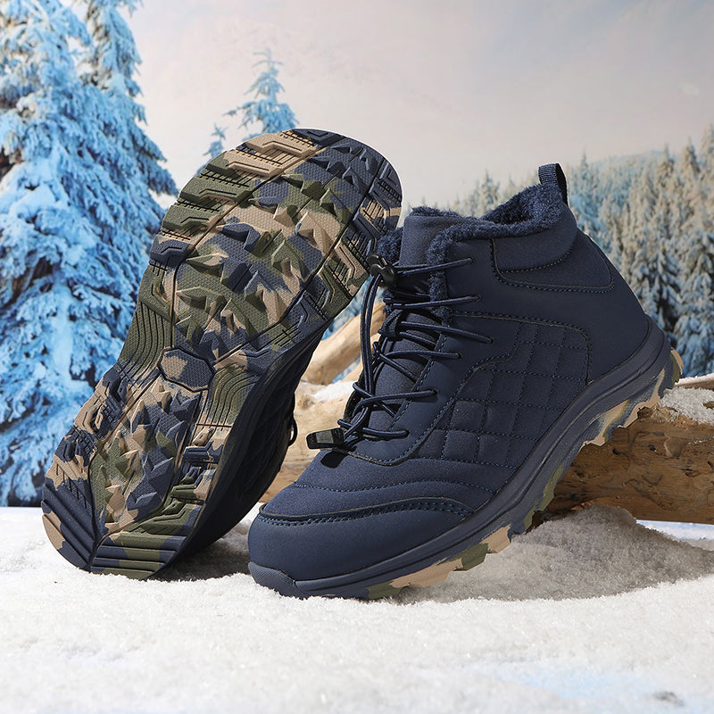 Men’s Fur Lined Winter Work Boots, Non-Slip Insulated Hiking Ankle Boots