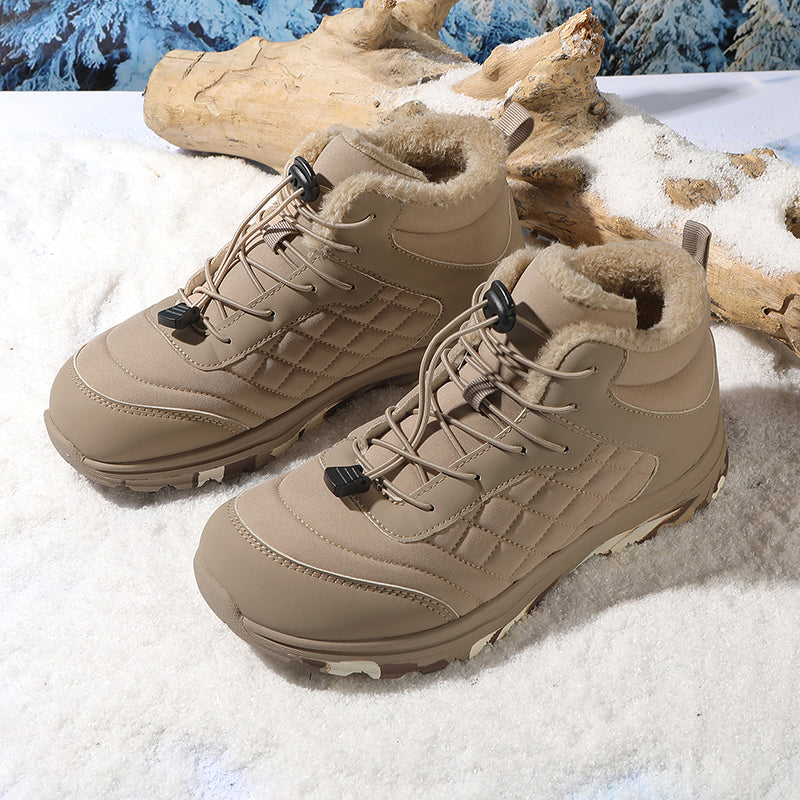 Men’s Fur Lined Winter Work Boots, Non-Slip Insulated Hiking Ankle Boots