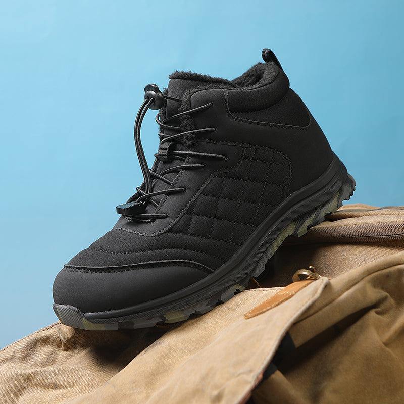 Men’s Fur Lined Winter Work Boots, Non-Slip Insulated Hiking Ankle Boots