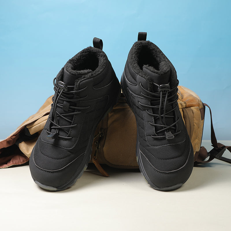 Men’s Fur Lined Winter Work Boots, Non-Slip Insulated Hiking Ankle Boots