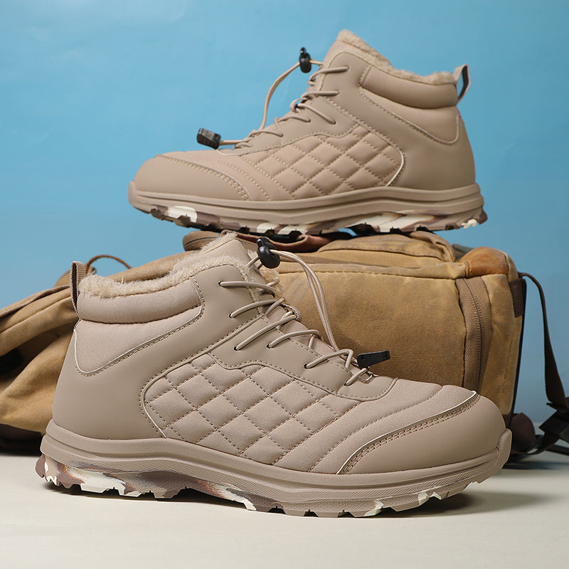 Men’s Fur Lined Winter Work Boots, Non-Slip Insulated Hiking Ankle Boots