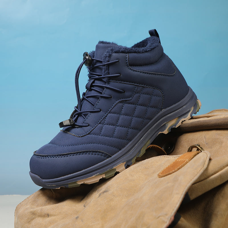 Men’s Fur Lined Winter Work Boots, Non-Slip Insulated Hiking Ankle Boots