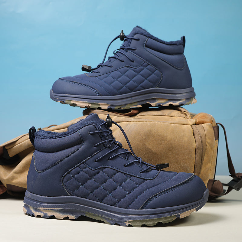 Men’s Fur Lined Winter Work Boots, Non-Slip Insulated Hiking Ankle Boots