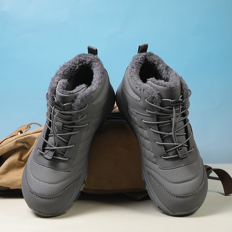 Men’s Fur Lined Winter Work Boots, Non-Slip Insulated Hiking Ankle Boots