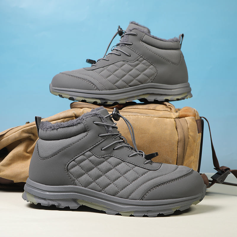 Men’s Fur Lined Winter Work Boots, Non-Slip Insulated Hiking Ankle Boots