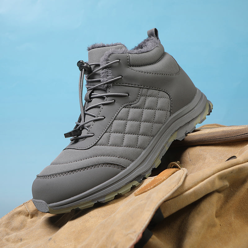Men’s Fur Lined Winter Work Boots, Non-Slip Insulated Hiking Ankle Boots