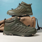 Men’s Fur Lined Winter Work Boots, Non-Slip Insulated Hiking Ankle Boots