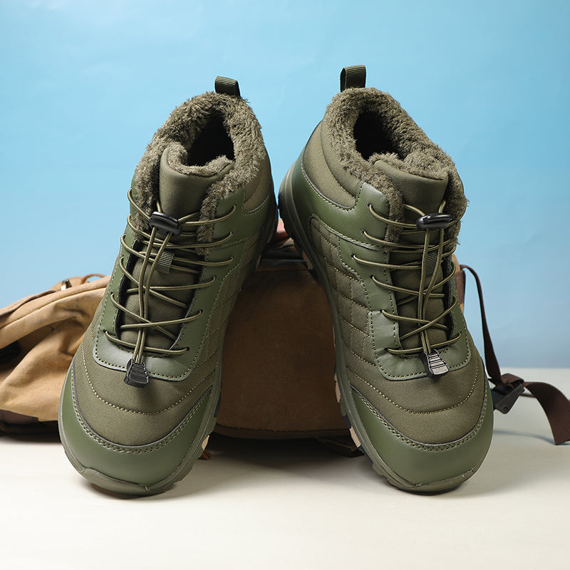 Men’s Fur Lined Winter Work Boots, Non-Slip Insulated Hiking Ankle Boots