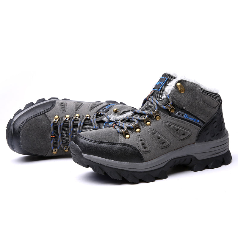 Men’s Warm-Lined Wide Fit Hiking Shoes – Waterproof, Non-Slip & Cushioned Arch Support for Winter Comfort