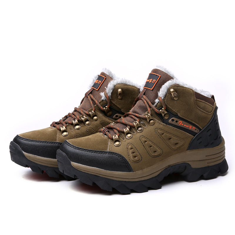 Men’s Warm-Lined Wide Fit Hiking Shoes – Waterproof, Non-Slip & Cushioned Arch Support for Winter Comfort