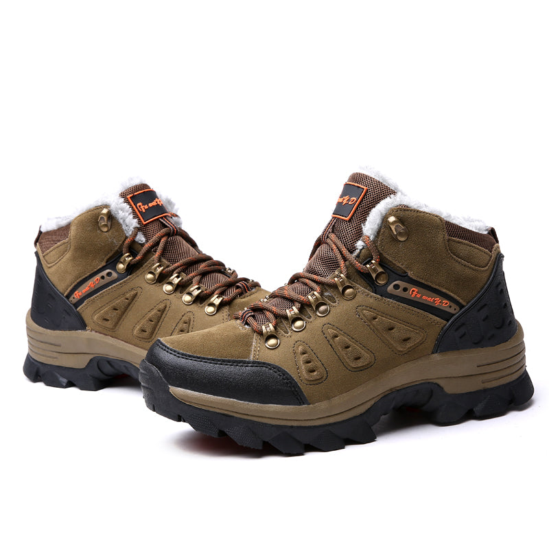 Men’s Warm-Lined Wide Fit Hiking Shoes – Waterproof, Non-Slip & Cushioned Arch Support for Winter Comfort