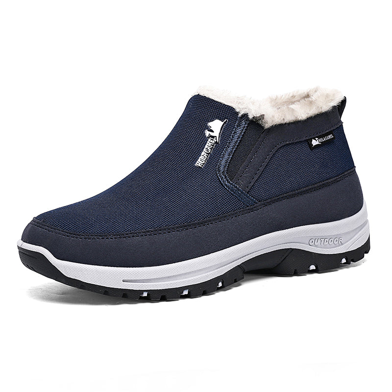 Men’s Warm Slip-On Winter Ankle Boots – Water-Repellent Upper, Windproof, Non-Slip Rubber Sole