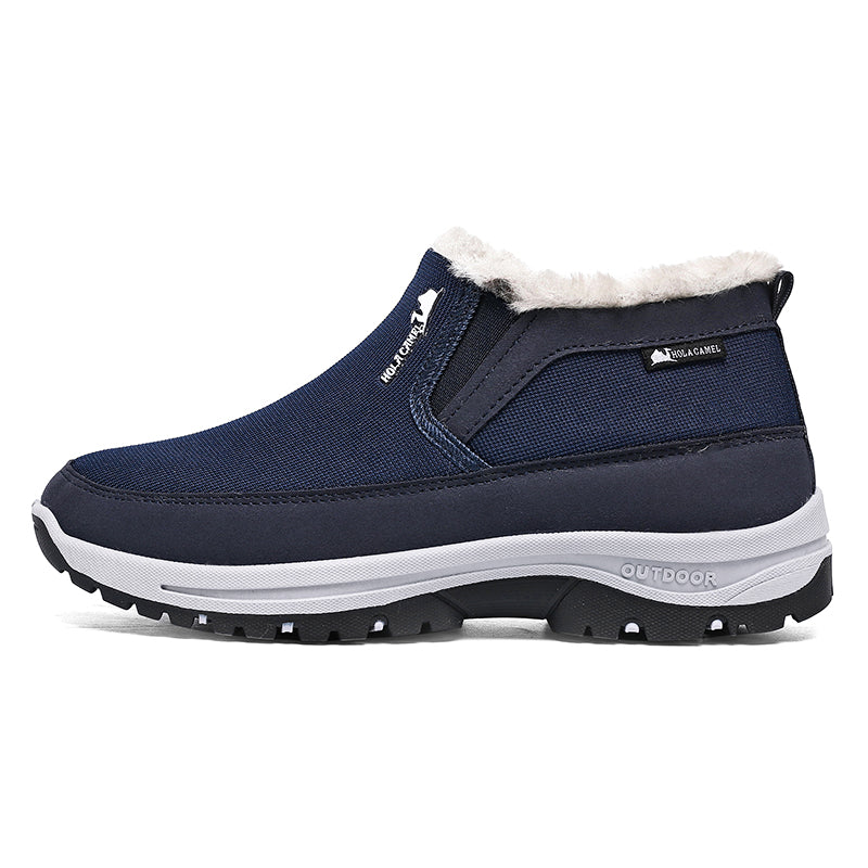 Men’s Warm Slip-On Winter Ankle Boots – Water-Repellent Upper, Windproof, Non-Slip Rubber Sole