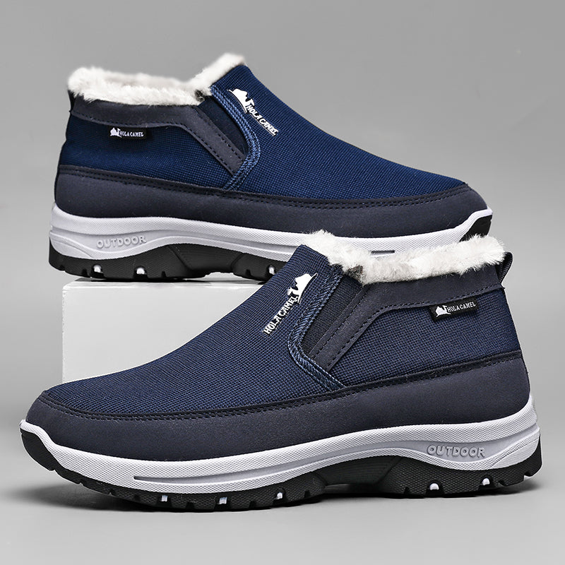 Men’s Warm Slip-On Winter Ankle Boots – Water-Repellent Upper, Windproof, Non-Slip Rubber Sole