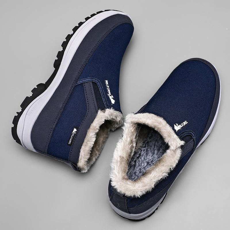 Men’s Warm Slip-On Winter Ankle Boots – Water-Repellent Upper, Windproof, Non-Slip Rubber Sole