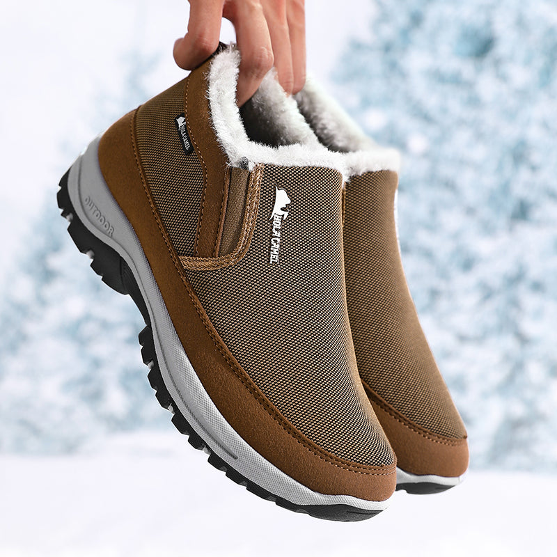Men’s Warm Slip-On Winter Ankle Boots – Water-Repellent Upper, Windproof, Non-Slip Rubber Sole