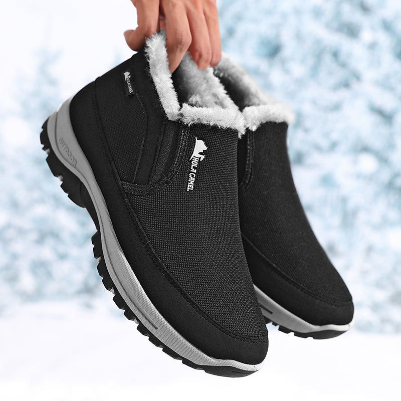 Men’s Warm Slip-On Winter Ankle Boots – Water-Repellent Upper, Windproof, Non-Slip Rubber Sole
