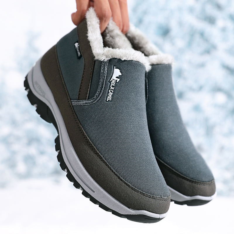Men’s Warm Slip-On Winter Ankle Boots – Water-Repellent Upper, Windproof, Non-Slip Rubber Sole