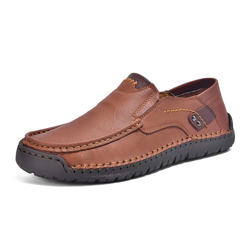 (🎁Free Socks Giveaway🧦) Men's Genuine Leather Casual Boots - Slip-On, Waterproof, Wide Toe Box with Arch Support