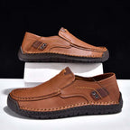 (🎁Free Socks Giveaway🧦) Men's Genuine Leather Casual Boots - Slip-On, Waterproof, Wide Toe Box with Arch Support