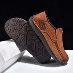 (🎁Free Socks Giveaway🧦) Men's Genuine Leather Casual Boots - Slip-On, Waterproof, Wide Toe Box with Arch Support