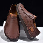 (🎁Free Socks Giveaway🧦) Men's Genuine Leather Casual Boots - Slip-On, Waterproof, Wide Toe Box with Arch Support