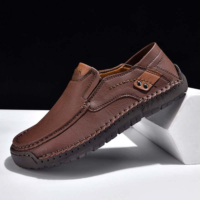(🎁Free Socks Giveaway🧦) Men's Genuine Leather Casual Boots - Slip-On, Waterproof, Wide Toe Box with Arch Support