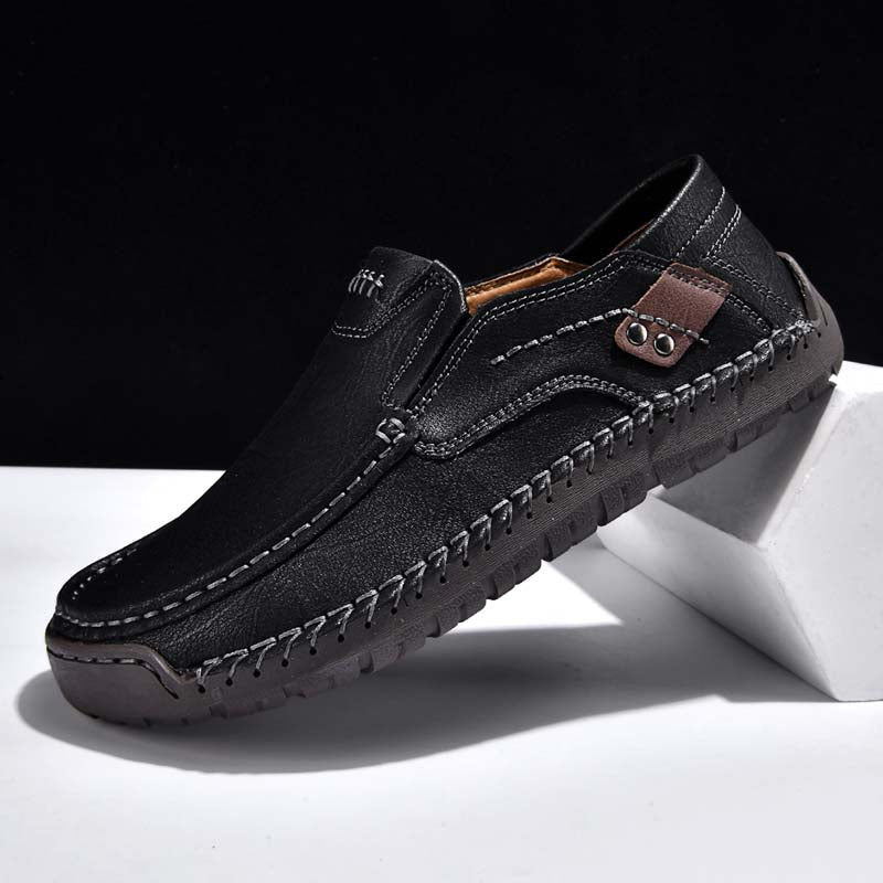 (🎁Free Socks Giveaway🧦) Men's Genuine Leather Casual Boots - Slip-On, Waterproof, Wide Toe Box with Arch Support