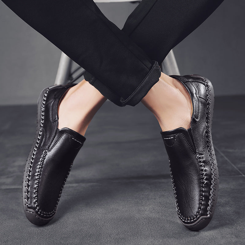 Men’s Handmade Leather Loafers – Arch Support, Wide Toe Box, Slip-On Comfort & Non-Slip Sole for Everyday Wear