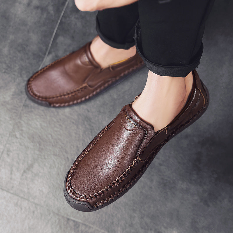 Men’s Handmade Leather Loafers – Arch Support, Wide Toe Box, Slip-On Comfort & Non-Slip Sole for Everyday Wear