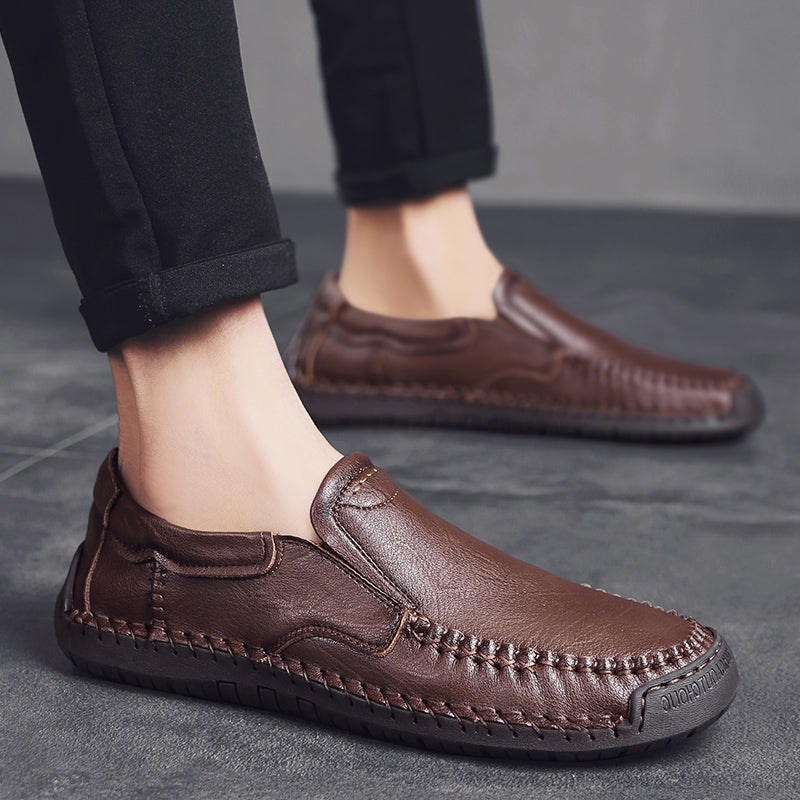 Men’s Handmade Leather Loafers – Arch Support, Wide Toe Box, Slip-On Comfort & Non-Slip Sole for Everyday Wear