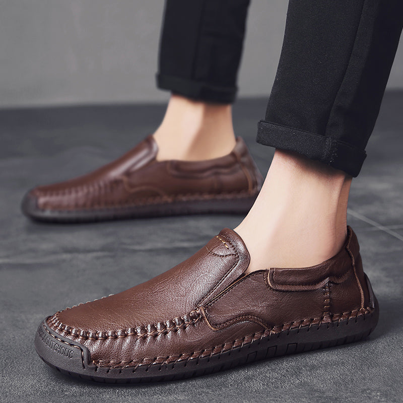 Men’s Handmade Leather Loafers – Arch Support, Wide Toe Box, Slip-On Comfort & Non-Slip Sole for Everyday Wear