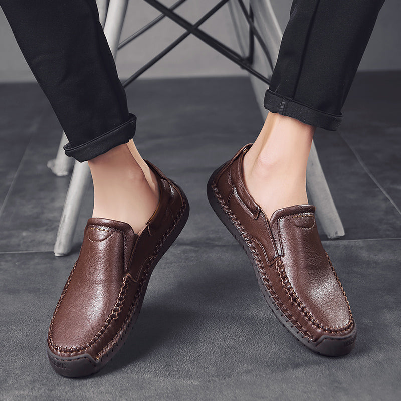 Men’s Handmade Leather Loafers – Arch Support, Wide Toe Box, Slip-On Comfort & Non-Slip Sole for Everyday Wear