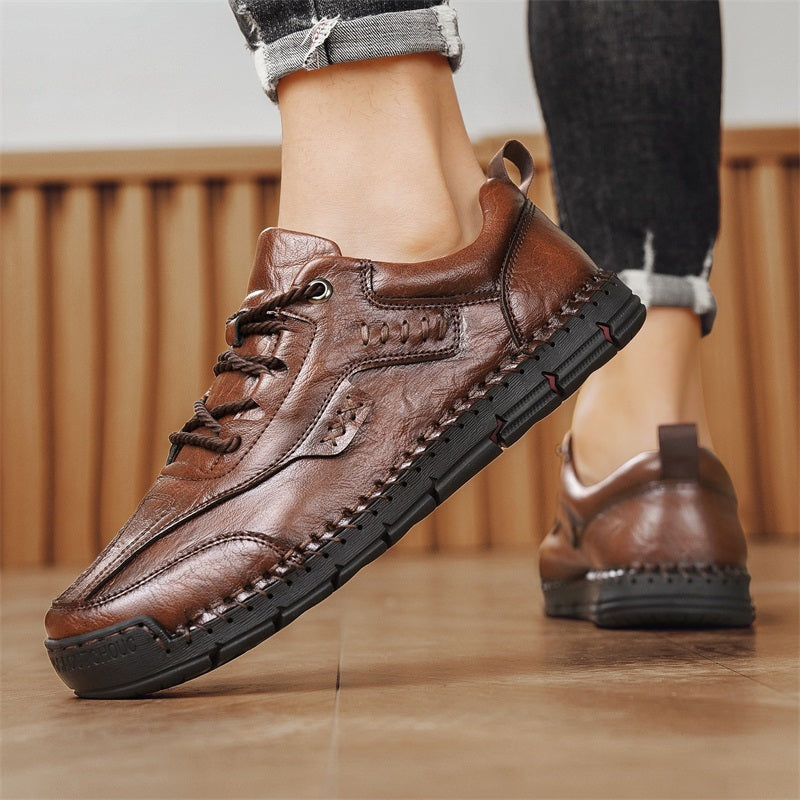 Men’s Handmade Leather Work & Outdoor Shoes – Arch Support, Wide Fit, Comfortable, Rugged Non-Slip Sole for All-Day Wear