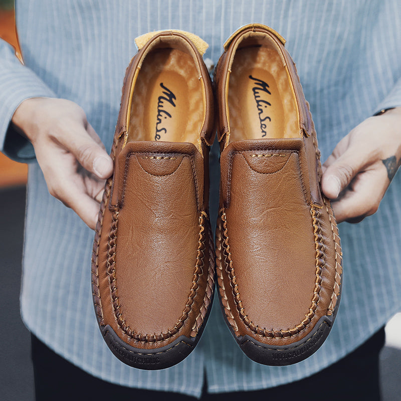 Men’s Handmade Leather Loafers – Arch Support, Wide Toe Box, Slip-On Comfort & Non-Slip Sole for Everyday Wear