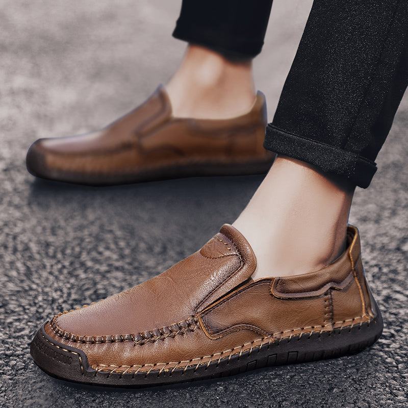 Men’s Handmade Leather Loafers – Arch Support, Wide Toe Box, Slip-On Comfort & Non-Slip Sole for Everyday Wear
