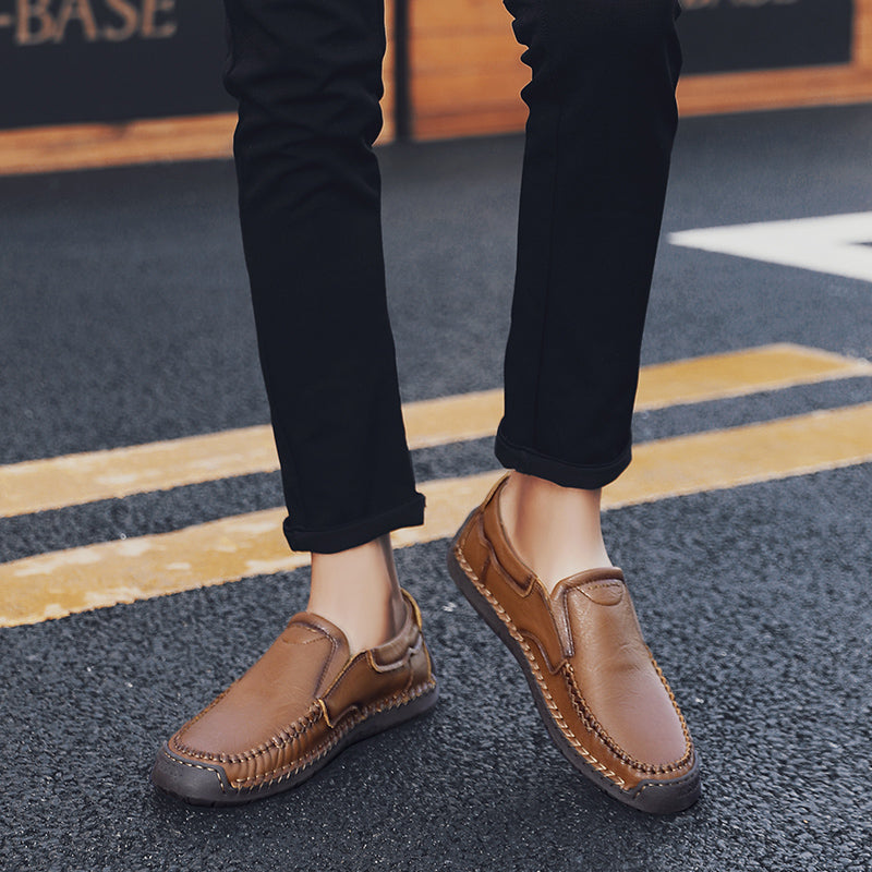 Men’s Handmade Leather Loafers – Arch Support, Wide Toe Box, Slip-On Comfort & Non-Slip Sole for Everyday Wear