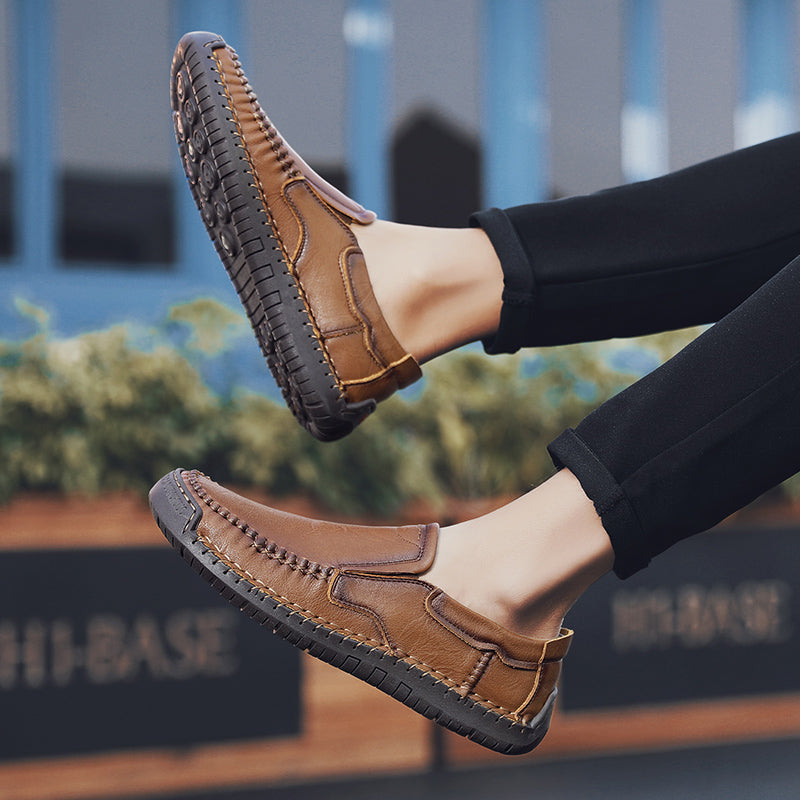 Men’s Handmade Leather Loafers – Arch Support, Wide Toe Box, Slip-On Comfort & Non-Slip Sole for Everyday Wear