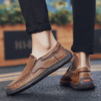 Men’s Handmade Leather Loafers – Arch Support, Wide Toe Box, Slip-On Comfort & Non-Slip Sole for Everyday Wear