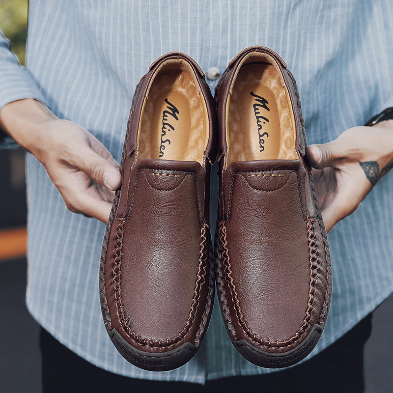 Men’s Handmade Leather Loafers – Arch Support, Wide Toe Box, Slip-On Comfort & Non-Slip Sole for Everyday Wear