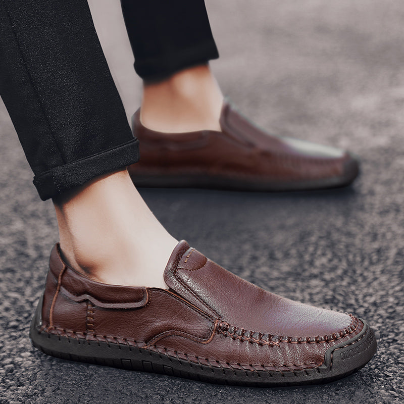 Men’s Handmade Leather Loafers – Arch Support, Wide Toe Box, Slip-On Comfort & Non-Slip Sole for Everyday Wear