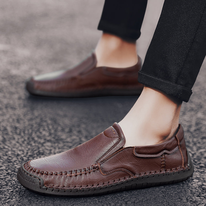 Men’s Handmade Leather Loafers – Arch Support, Wide Toe Box, Slip-On Comfort & Non-Slip Sole for Everyday Wear