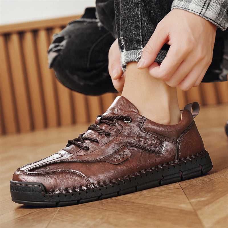 Men’s Handmade Leather Work & Outdoor Shoes – Arch Support, Wide Fit, Comfortable, Rugged Non-Slip Sole for All-Day Wear