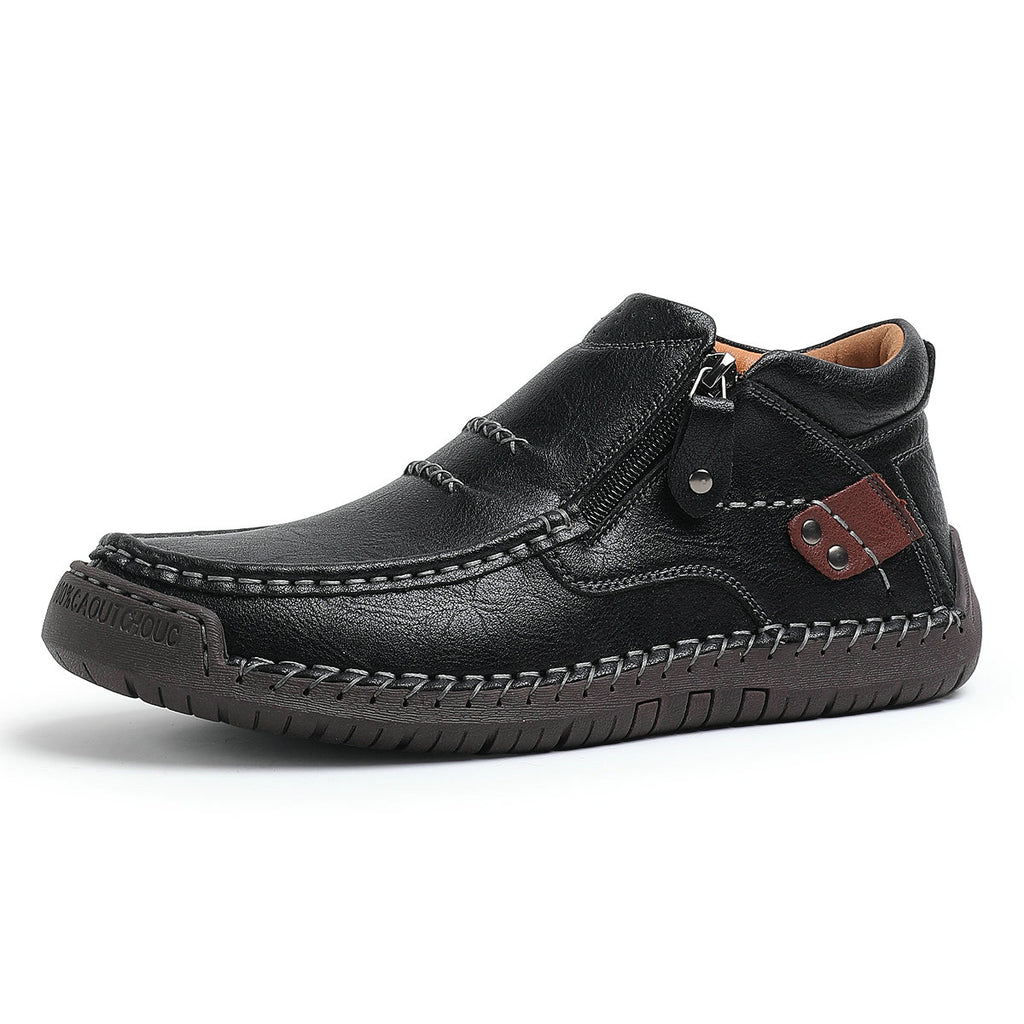 ⏰Limited Time Sale 70% OFF-Men’s Handmade Premium Leather Slip-On Driving Boots – Wide Toe, Arch Support, Waterproof, Pressure Relief, Non-Slip Sole for Casual, Travel & Outdoor