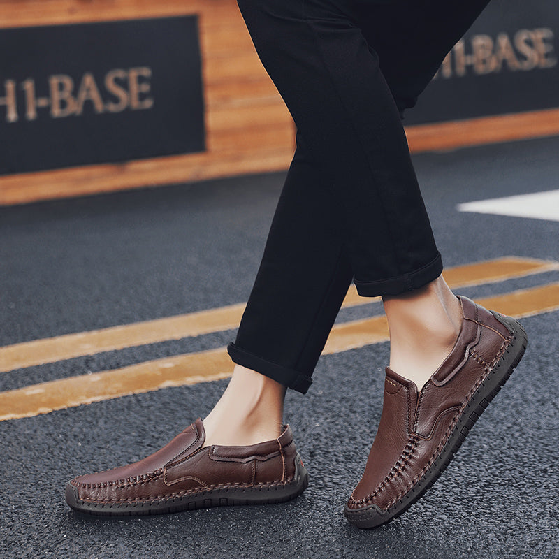 Men’s Handmade Leather Loafers – Arch Support, Wide Toe Box, Slip-On Comfort & Non-Slip Sole for Everyday Wear