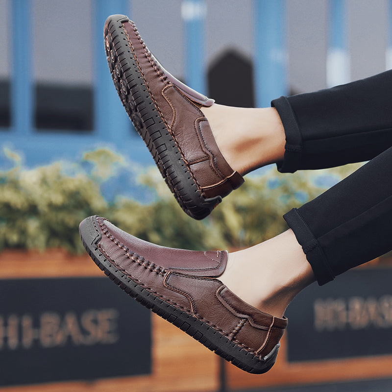 Men’s Handmade Leather Loafers – Arch Support, Wide Toe Box, Slip-On Comfort & Non-Slip Sole for Everyday Wear