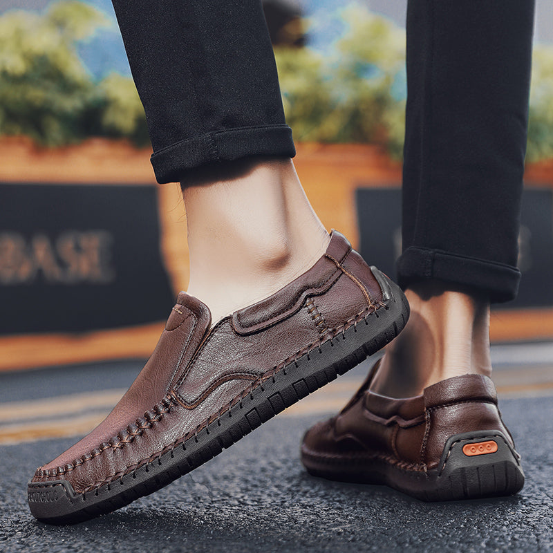 Men’s Handmade Leather Loafers – Arch Support, Wide Toe Box, Slip-On Comfort & Non-Slip Sole for Everyday Wear